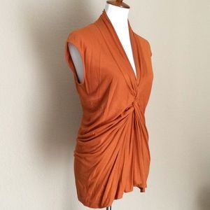 Yves Saint Laurent V neck Ruched Sleeveless Top